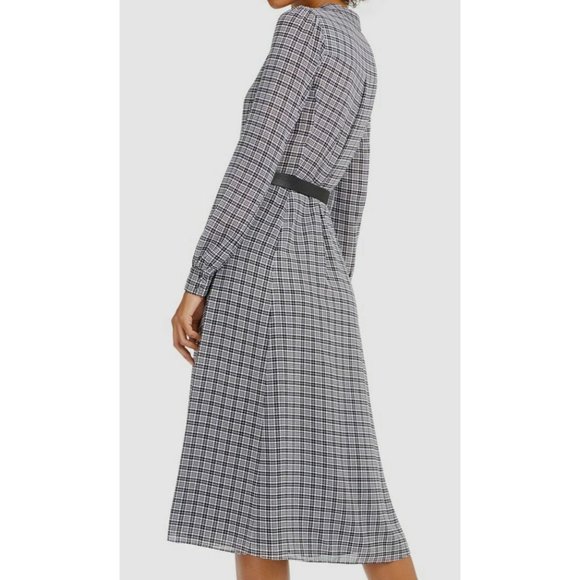 MICHAEL Michael Kors Houndstooth Midi Shirt Dress Black White NWT - Size Medium - Picture 2 of 4